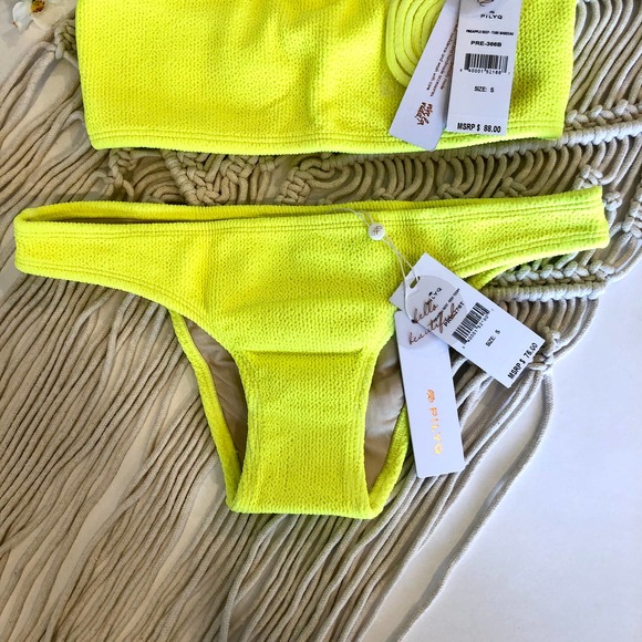 Pilyq Pineapple Reef Yellow Bandeau Teeny Bikini - Picture 3 of 11